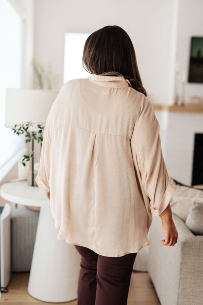 In Your Thoughts Oversized Dolman Sleeve Top in Champagne - Southern Divas Boutique