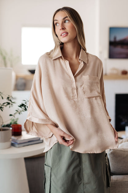 In Your Thoughts Oversized Dolman Sleeve Top in Champagne - Southern Divas Boutique