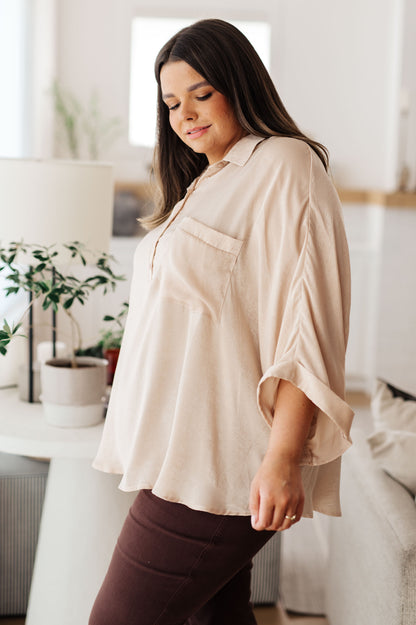 In Your Thoughts Oversized Dolman Sleeve Top in Champagne - Southern Divas Boutique