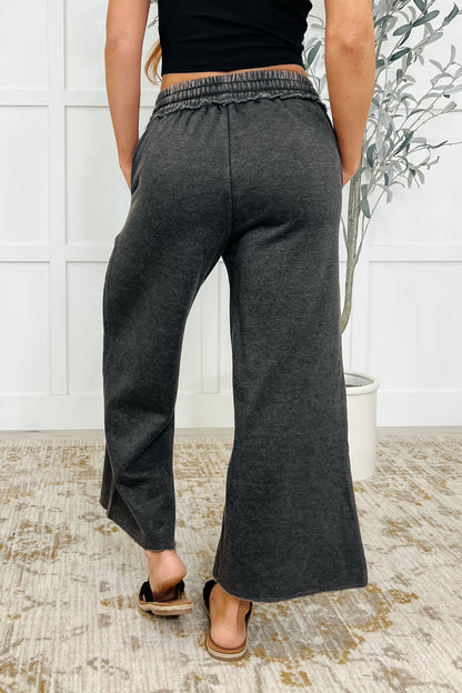In or Out Wide Leg Cropped Pants Ash Black - Southern Divas Boutique