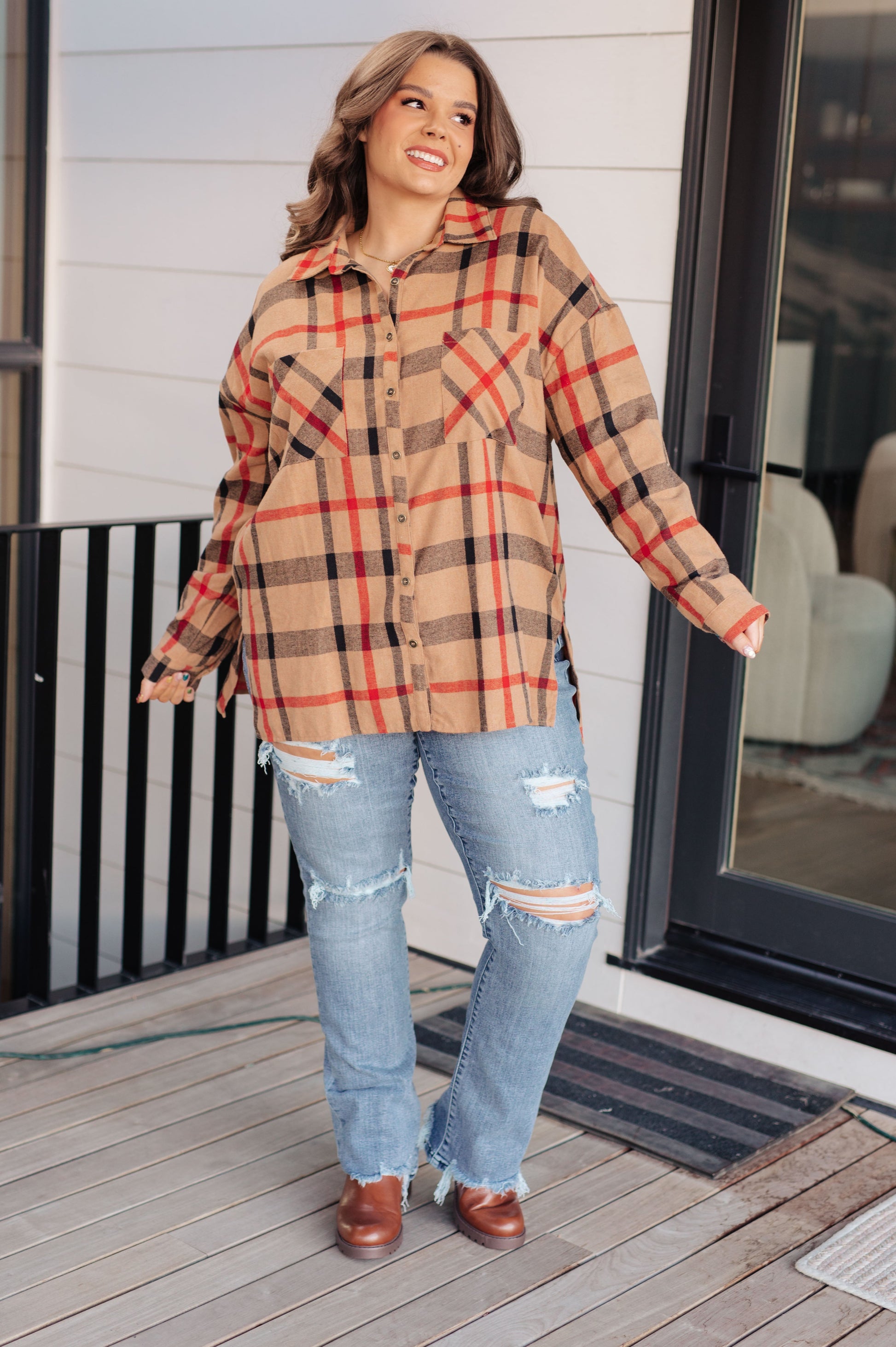 Is It Really Oversized Plaid Button Up - Southern Divas Boutique