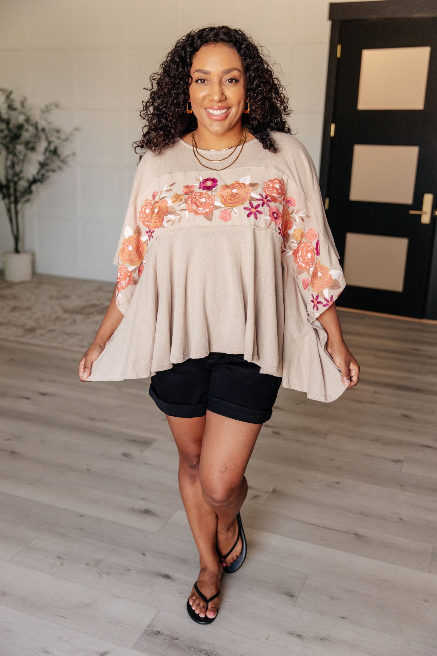 Isabel Embroidered Tunic in Mocha - Southern Divas Boutique