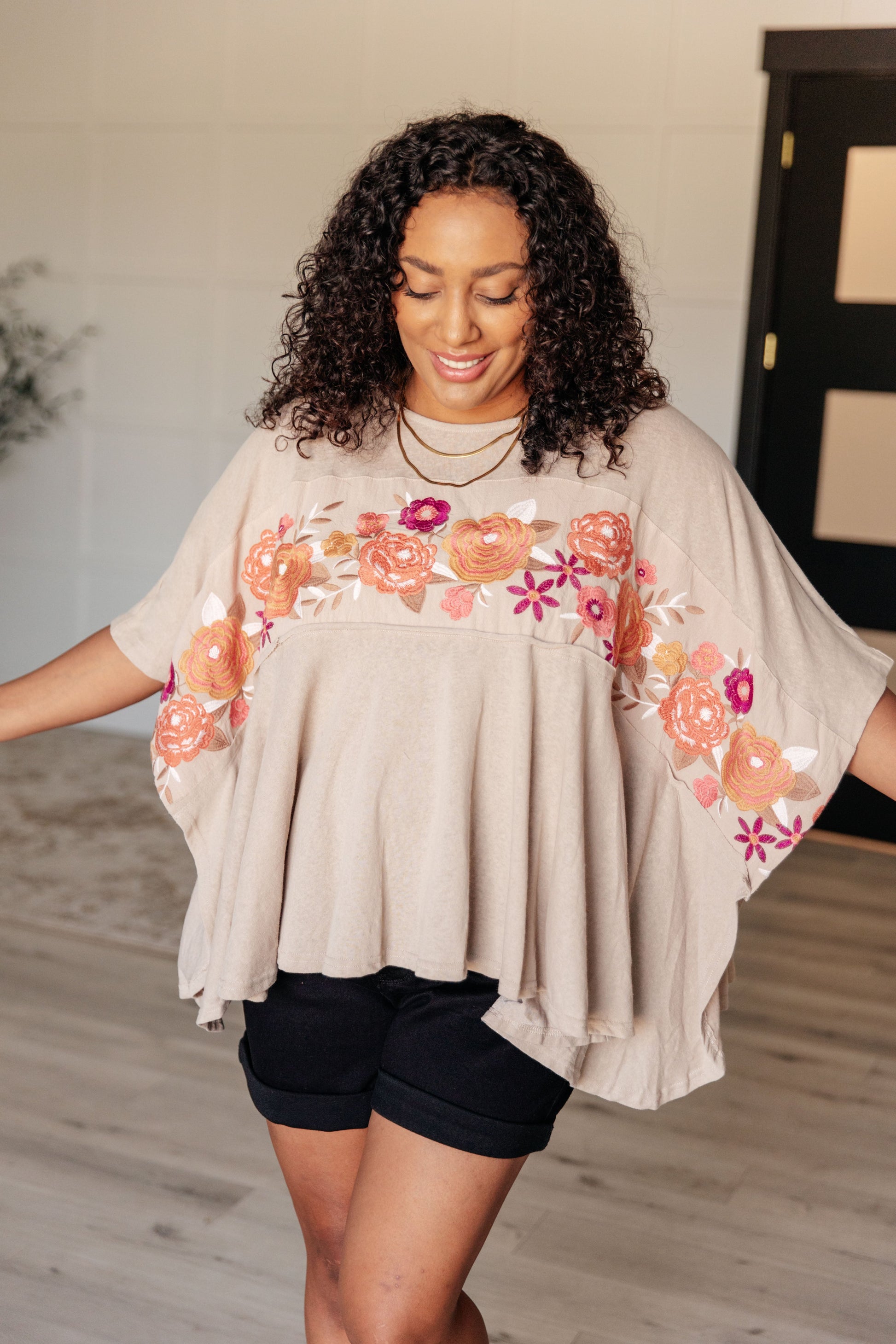 Isabel Embroidered Tunic in Mocha - Southern Divas Boutique