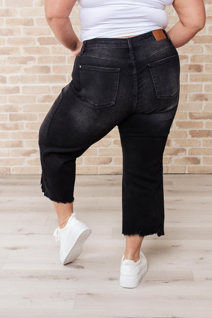 Ryan High Rise Button Fly Wide Leg Crop Jeans - Southern Divas Boutique