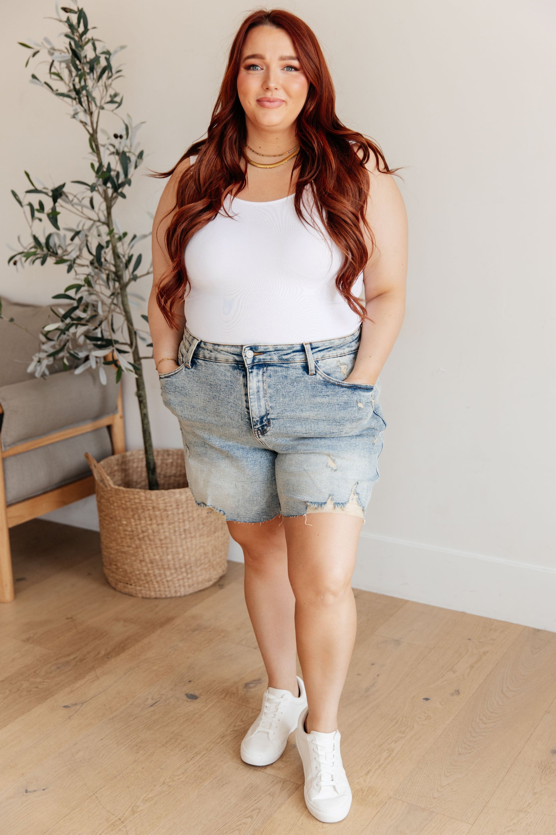 Cindy High Rise Mineral Wash Distressed Boyfriend Shorts - Southern Divas Boutique