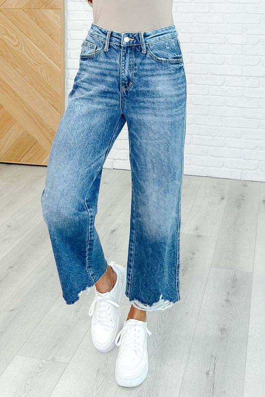 Megan High Rise Rigid Magic Wide Leg Crop Jeans - Southern Divas Boutique