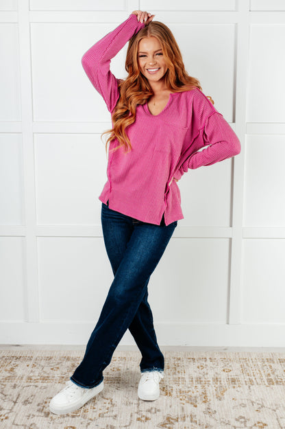 Kinda Sorta Ribbed Top in Magenta - Southern Divas Boutique