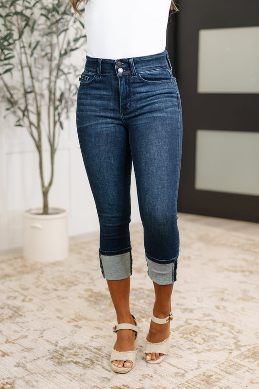 Karen High Rise Double Waist Band Capri Jeans - Southern Divas Boutique