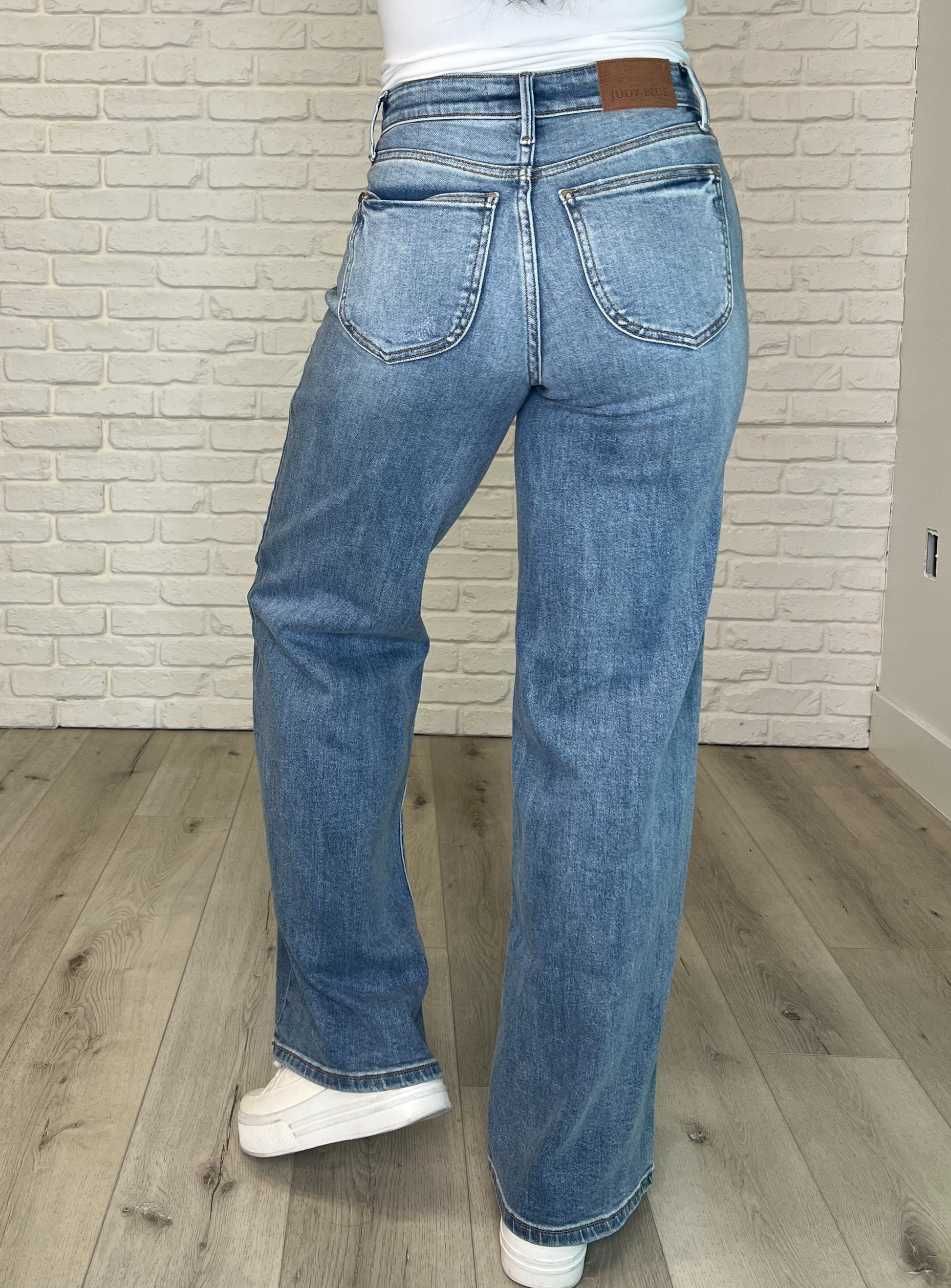 Karis High Rise Vintage Wash Retro Wide Leg - Southern Divas Boutique