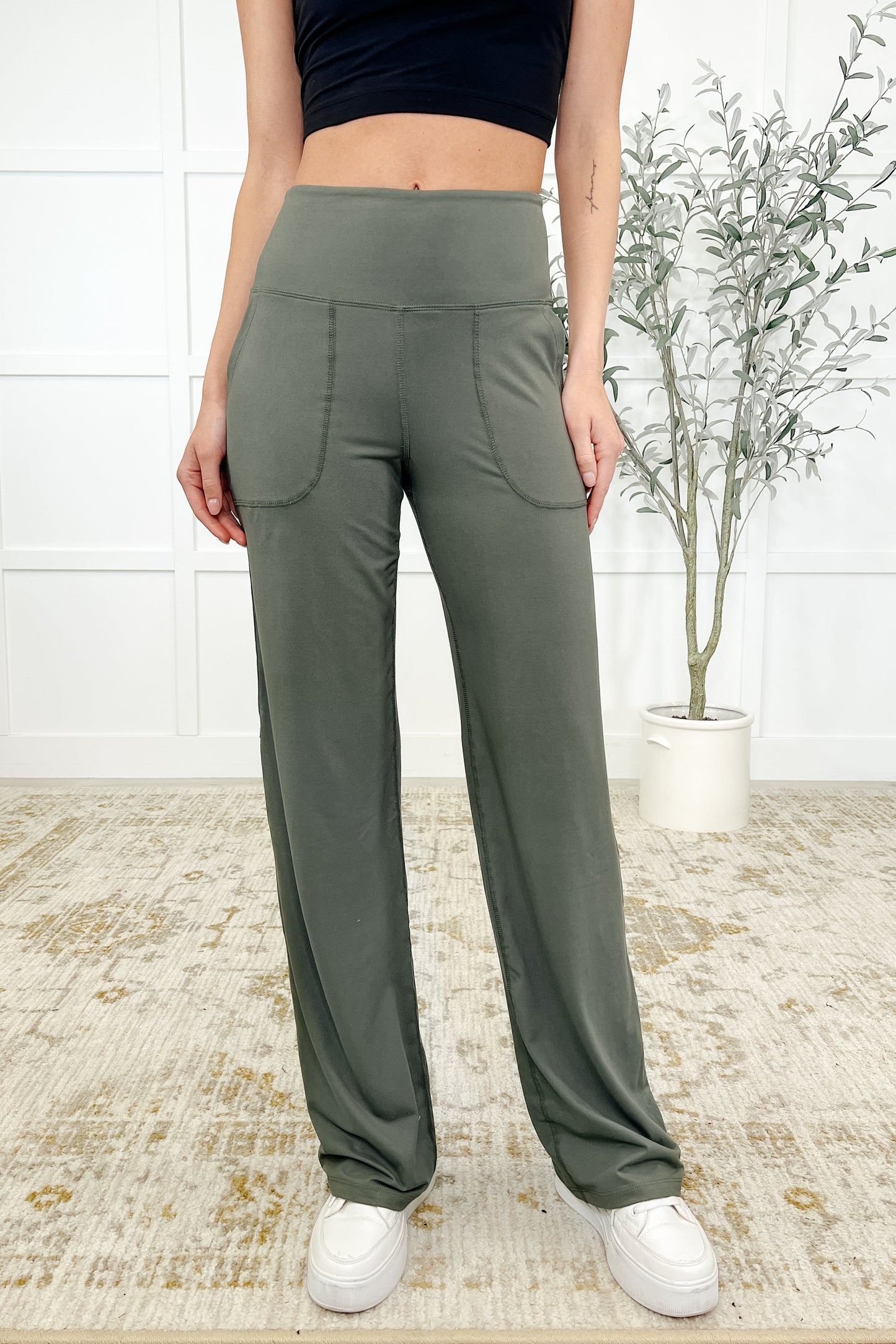 Leg Day Legends Straight Leg Bottoms in Grey Sage - Southern Divas Boutique