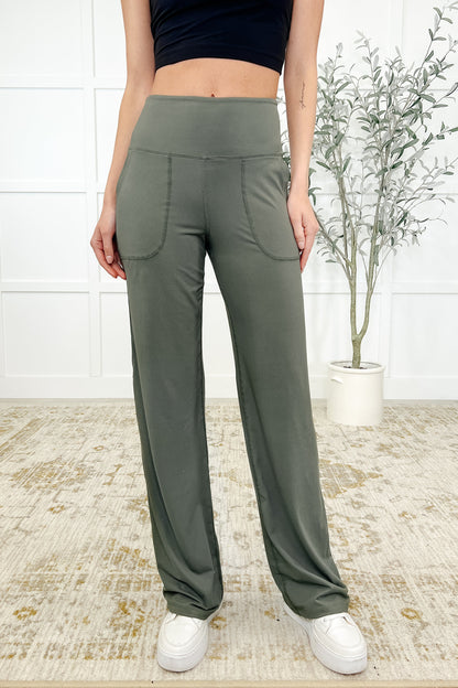 Leg Day Legends Straight Leg Bottoms in Grey Sage - Southern Divas Boutique