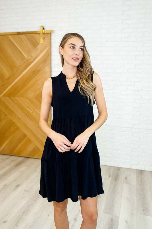 Lizzy Tiered Tank Dress in Black - Southern Divas Boutique