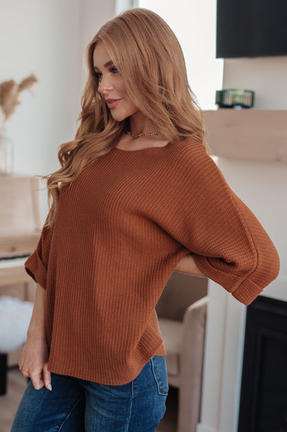 Lotta Love Knitted Sweater Top in Rust - Southern Divas Boutique