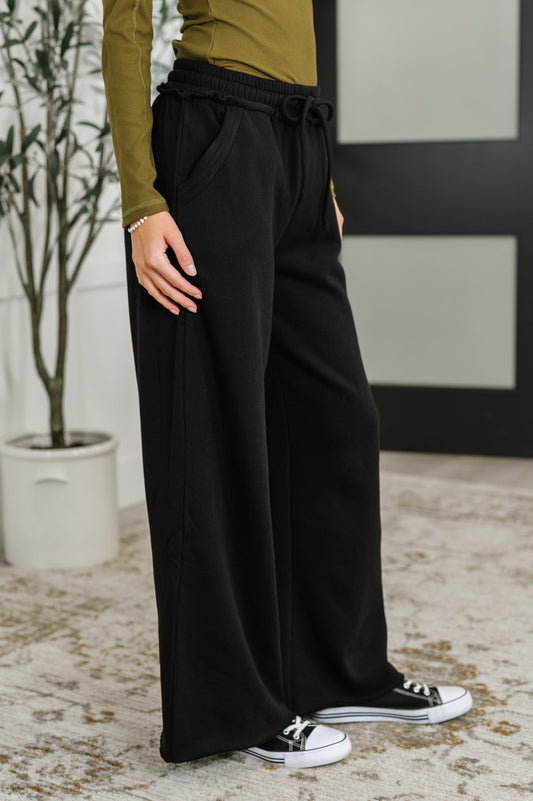 Lounge Line Wide Leg Sweats in Black - Southern Divas Boutique