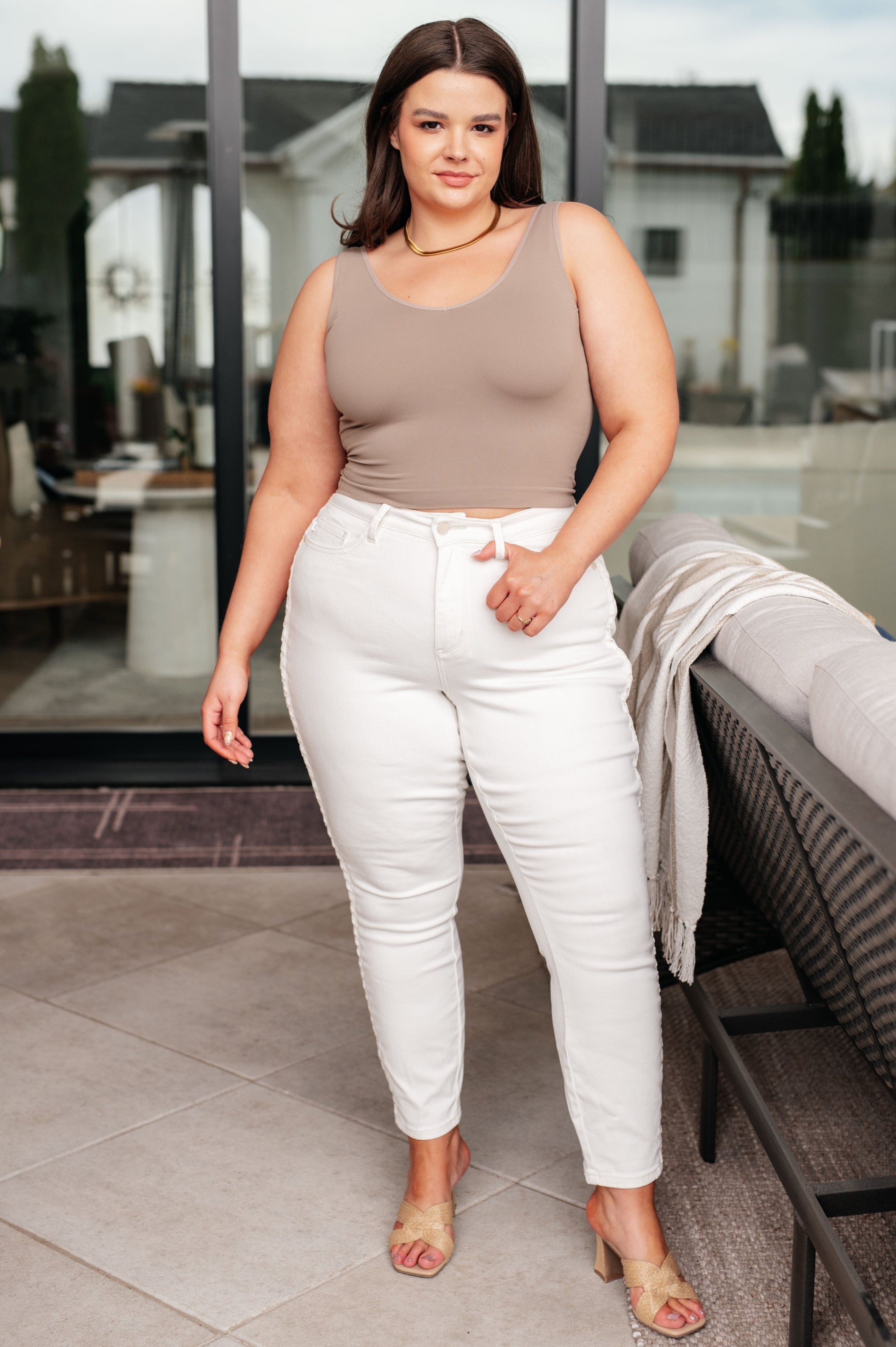 Maddie Mid Rise Braided Side Seam Relaxed Jeans - Southern Divas Boutique