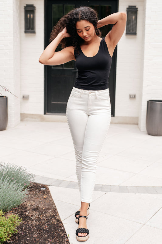 Maddie Mid Rise Braided Side Seam Relaxed Jeans - Southern Divas Boutique