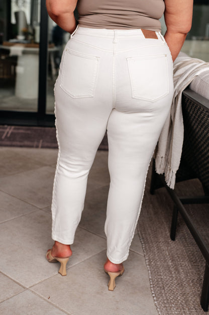 Maddie Mid Rise Braided Side Seam Relaxed Jeans - Southern Divas Boutique