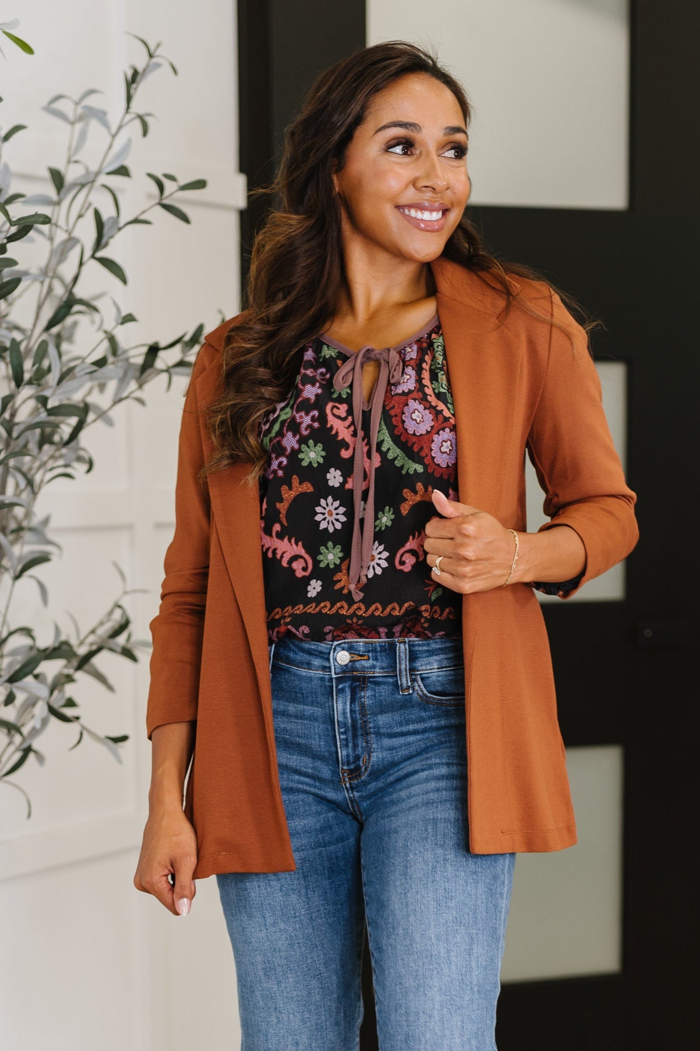 Magic 3/4 Blazer in Rust - Southern Divas Boutique