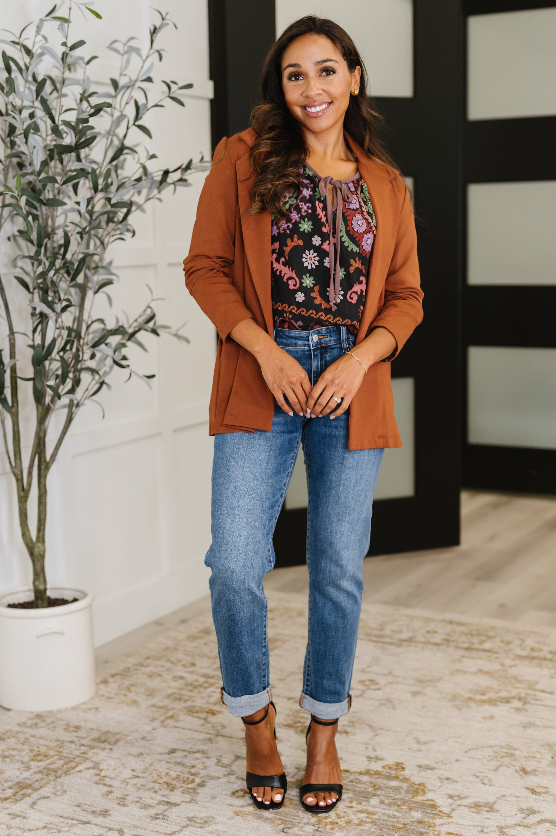 Magic 3/4 Blazer in Rust - Southern Divas Boutique