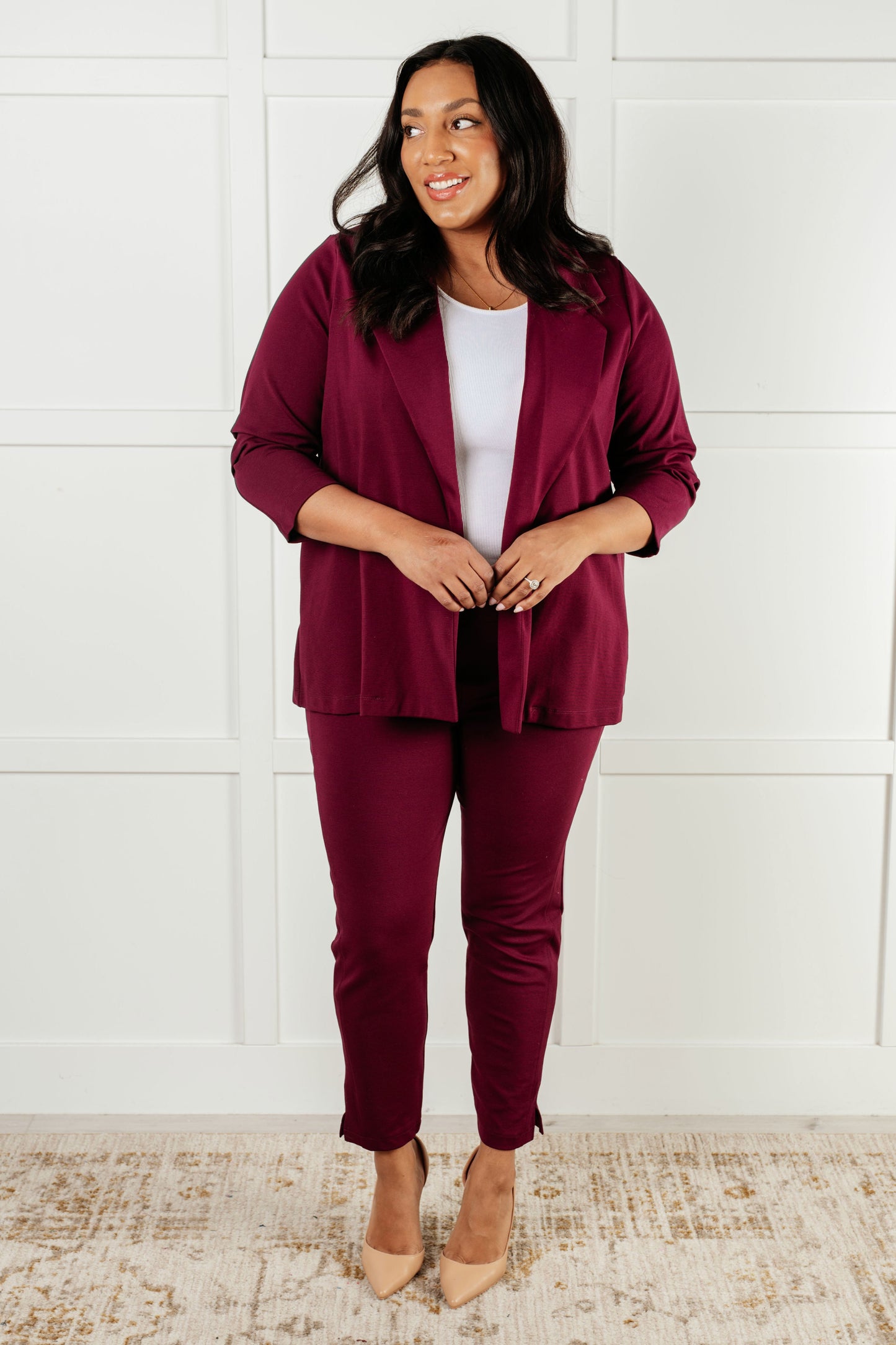 Magic Ankle Crop Skinny Pants in Wine - Southern Divas Boutique