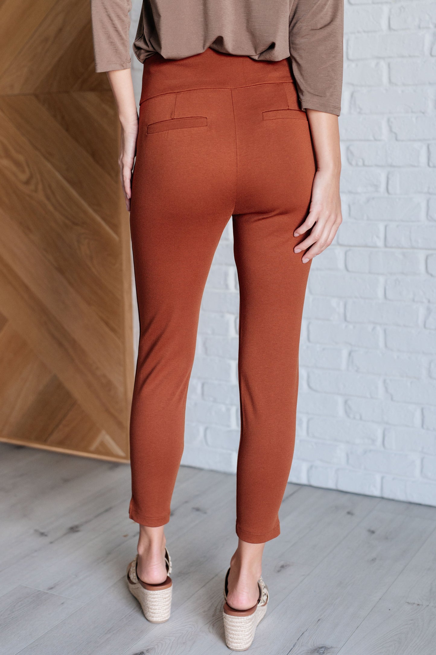 Magic Ankle Crop Skinny Pants in Rust - Southern Divas Boutique