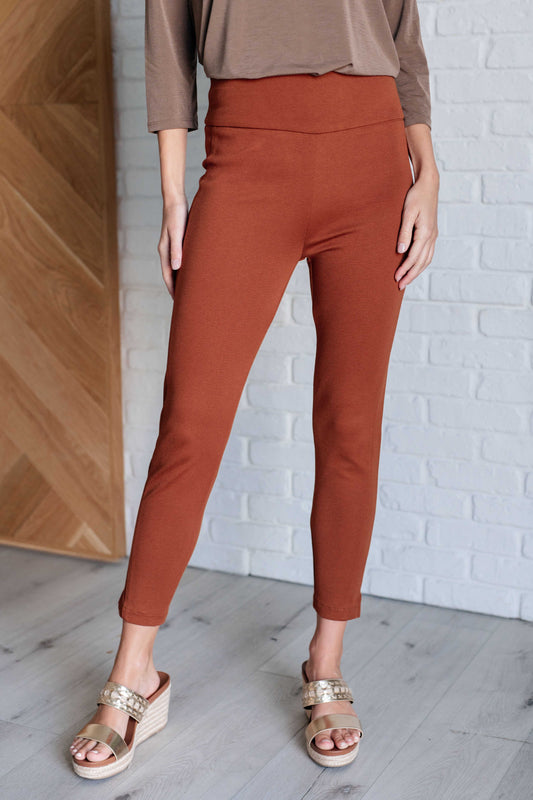 Magic Ankle Crop Skinny Pants in Rust - Southern Divas Boutique