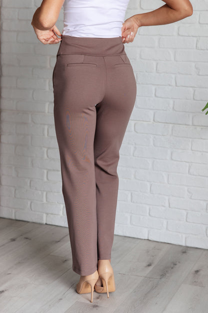 Magic Straight Pants in Dark Mocha - Southern Divas Boutique