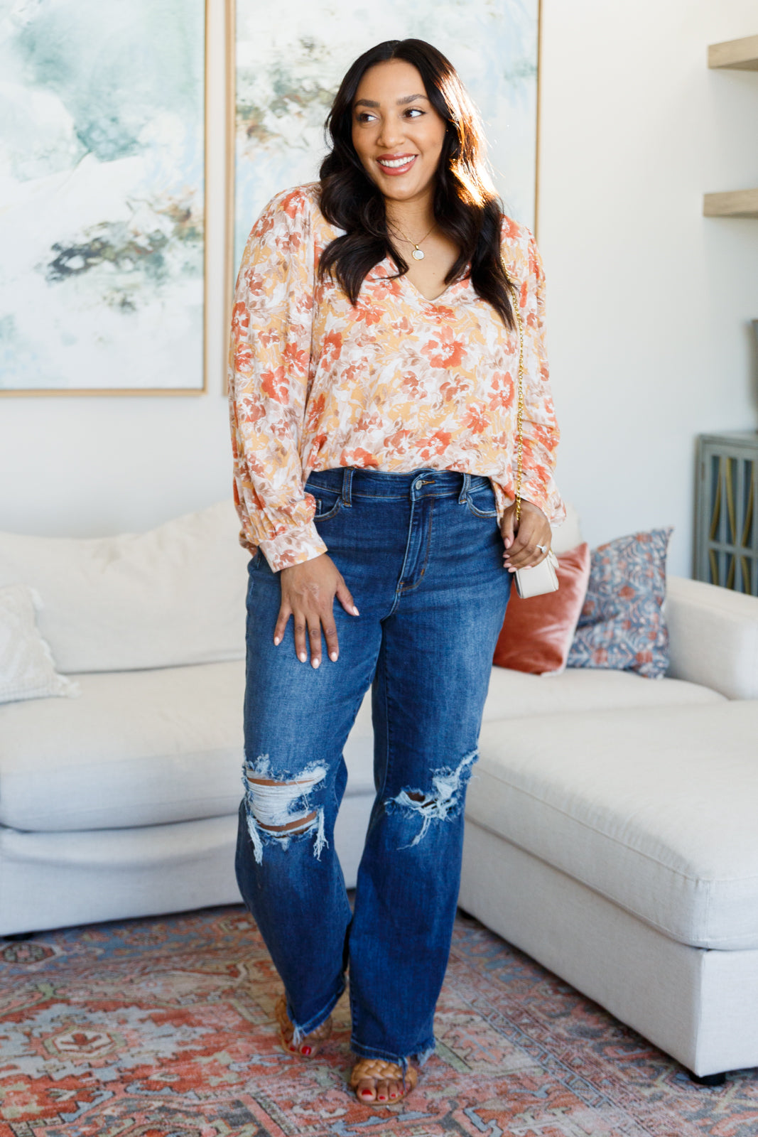 Marigold Dreams Floral Blouse - Southern Divas Boutique