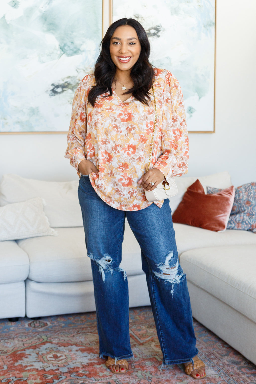 Marigold Dreams Floral Blouse - Southern Divas Boutique