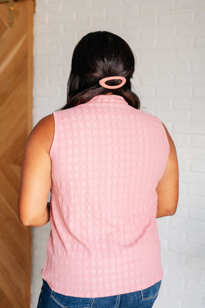 Matter of Fact Pleat Front Sleeveless Blouse in Pink - Southern Divas Boutique