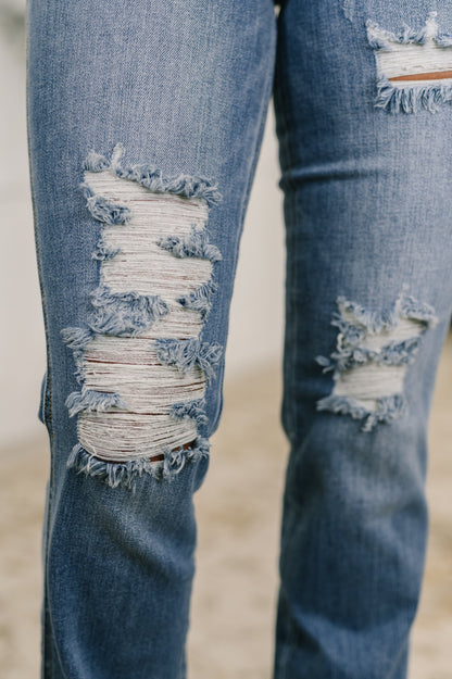 Maureen High Rise Distressed Bootcut Jeans - Southern Divas Boutique