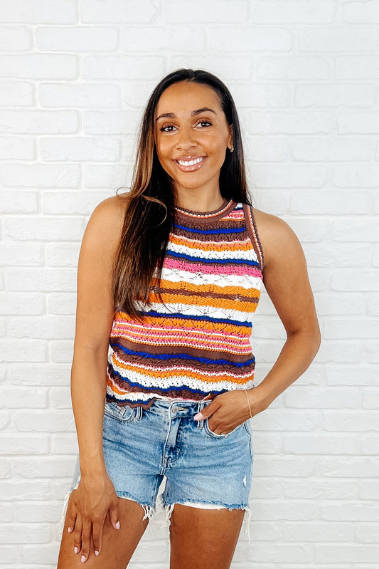 Max Aura Points Striped Knit Tank - Southern Divas Boutique