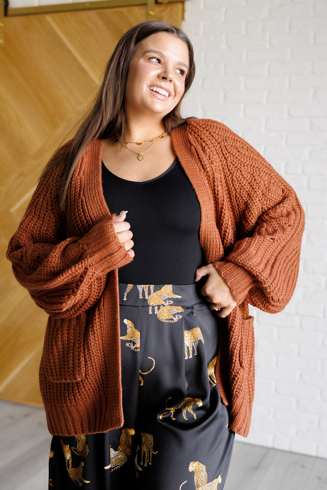 Maybe Monday Cardigan in Chestnut - Southern Divas Boutique