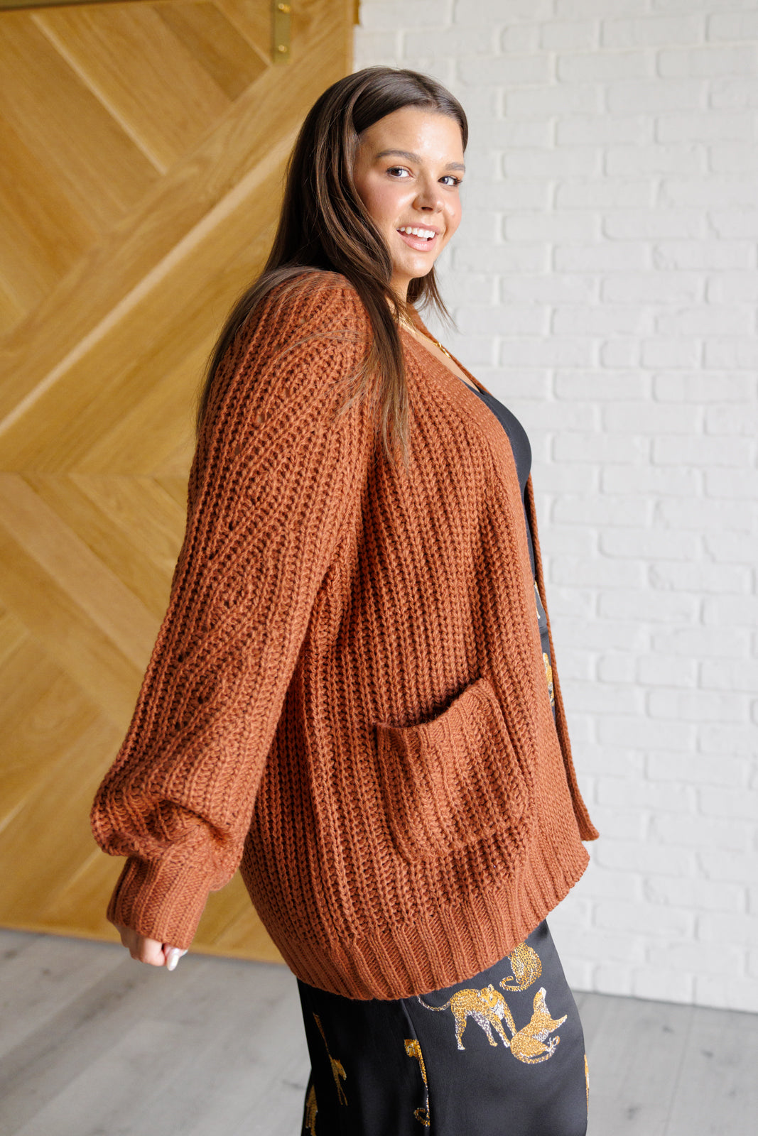Maybe Monday Cardigan in Chestnut - Southern Divas Boutique