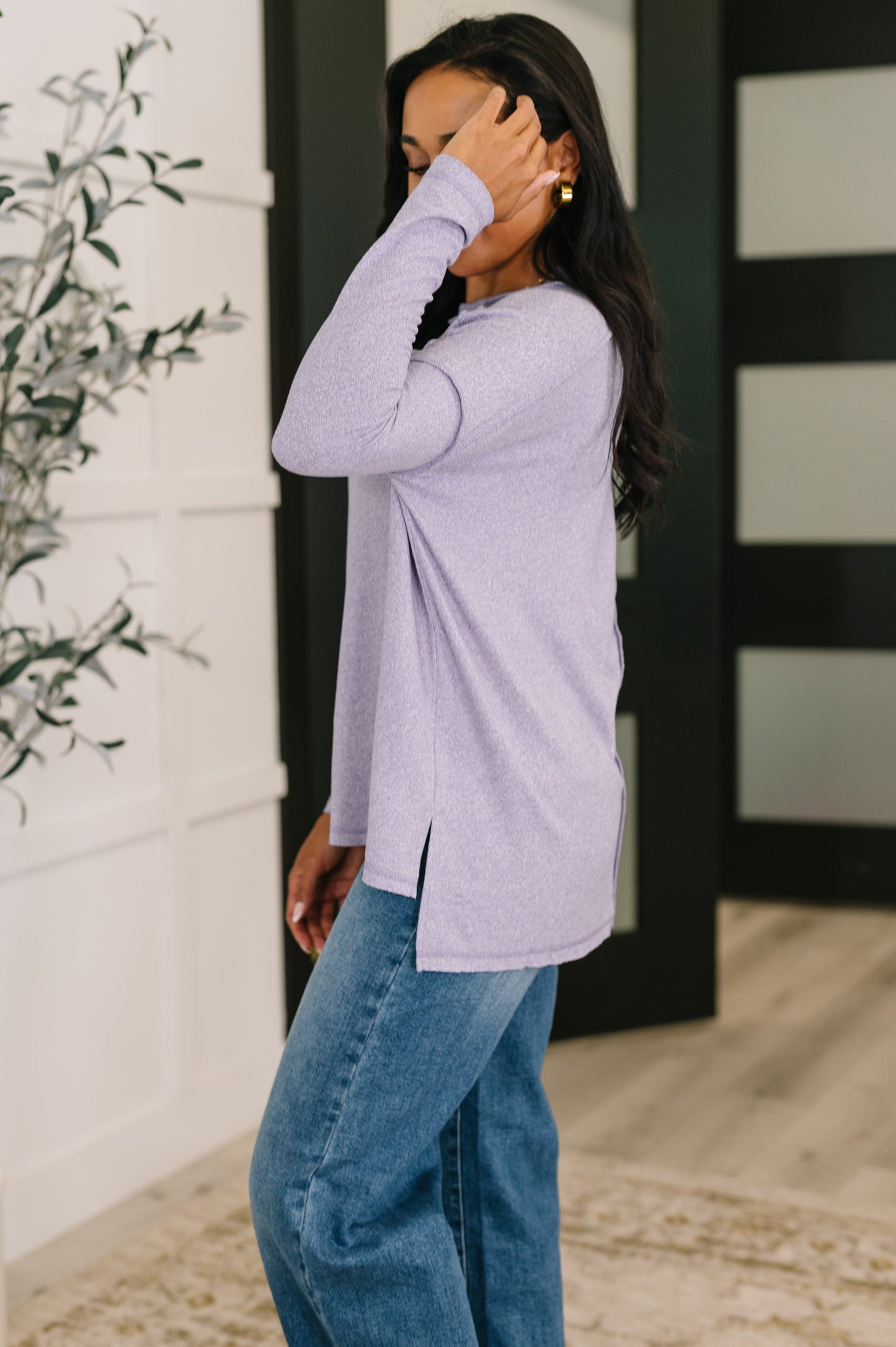 Mellow Mood Heathered Pullover in Lavender - Southern Divas Boutique