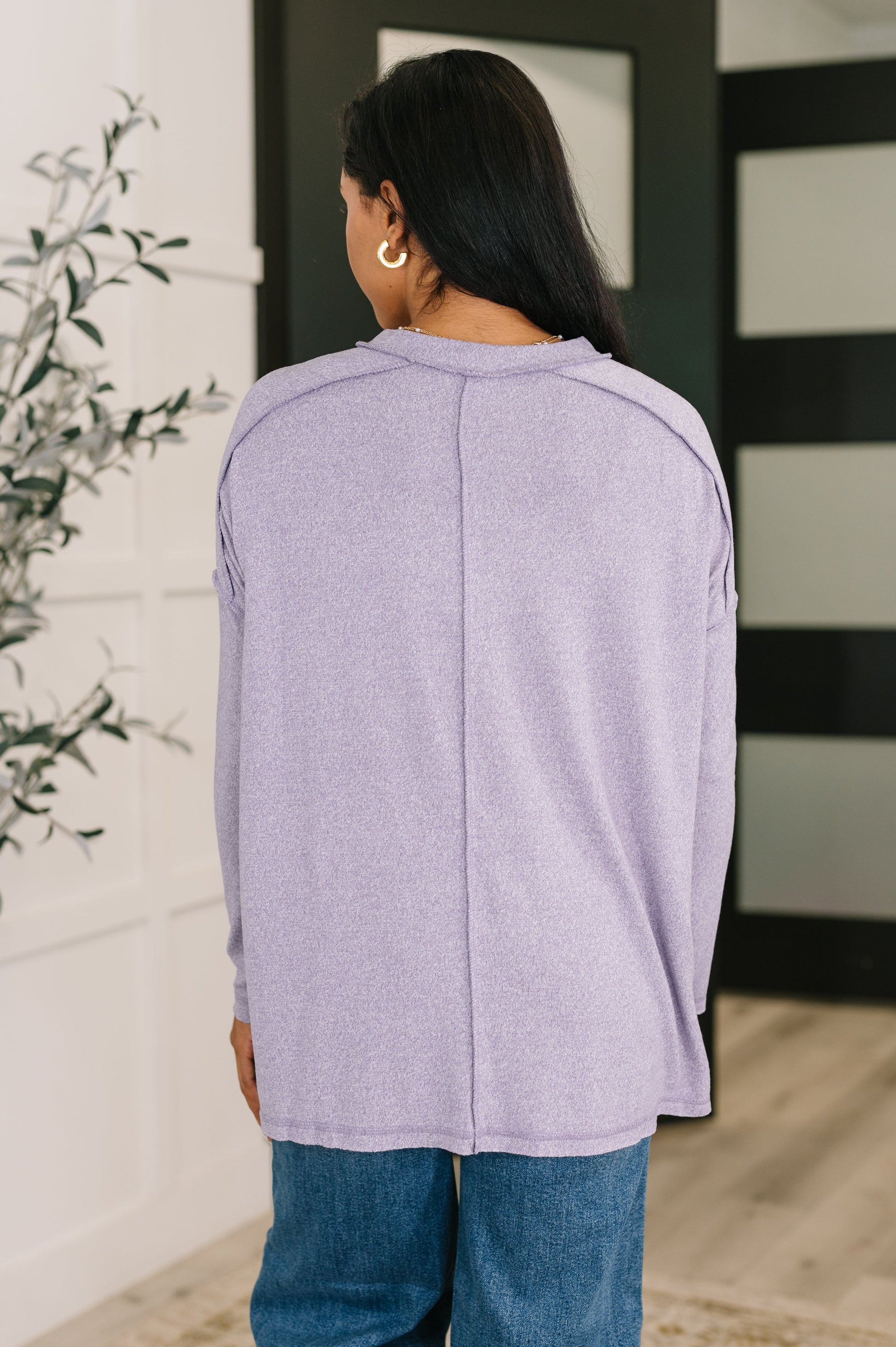 Mellow Mood Heathered Pullover in Lavender - Southern Divas Boutique