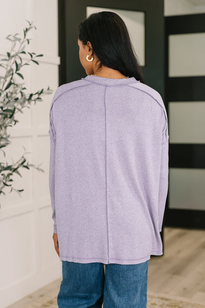 Mellow Mood Heathered Pullover in Lavender - Southern Divas Boutique