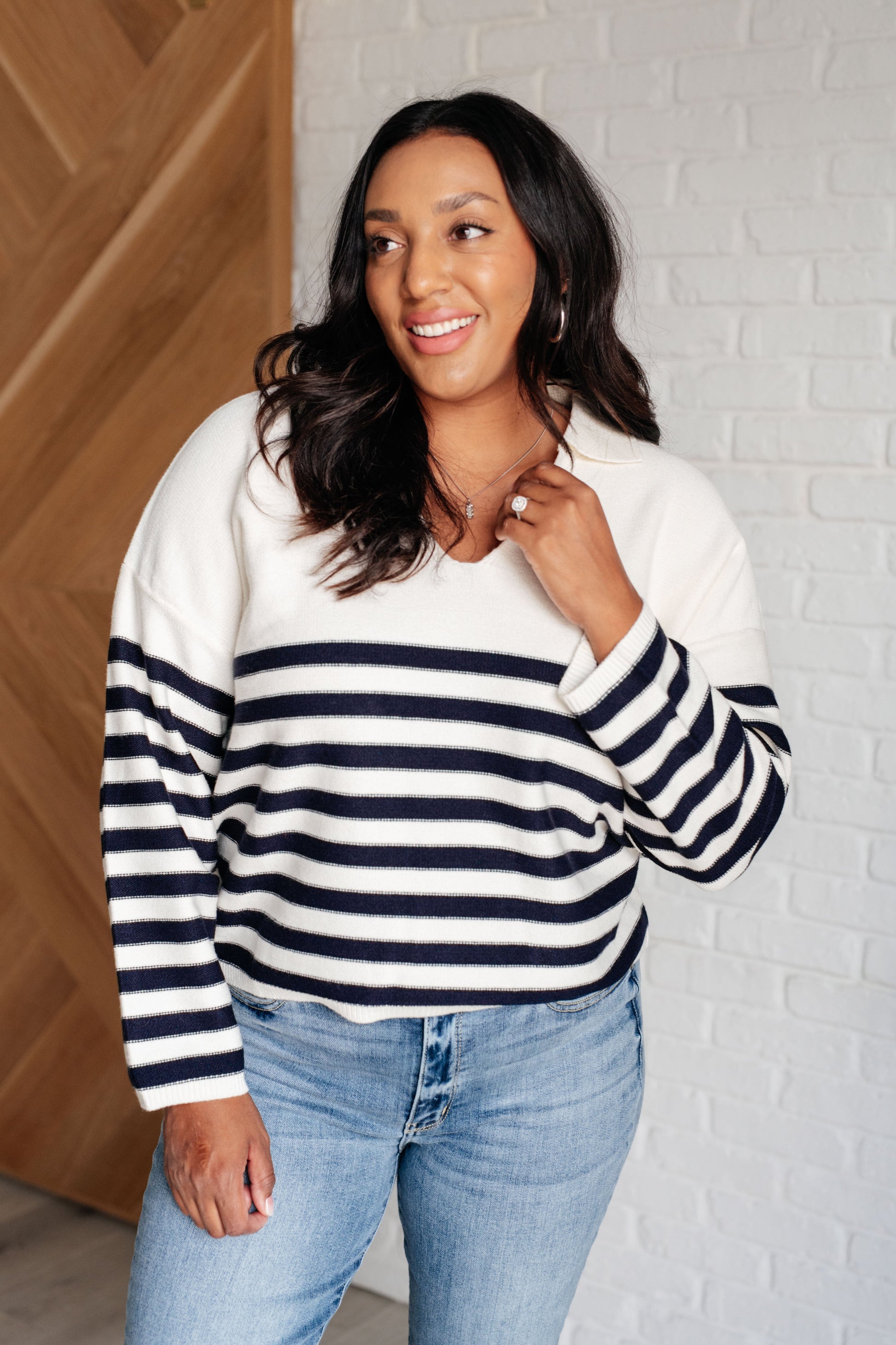 Memorable Moments Striped Sweater in White - Southern Divas Boutique