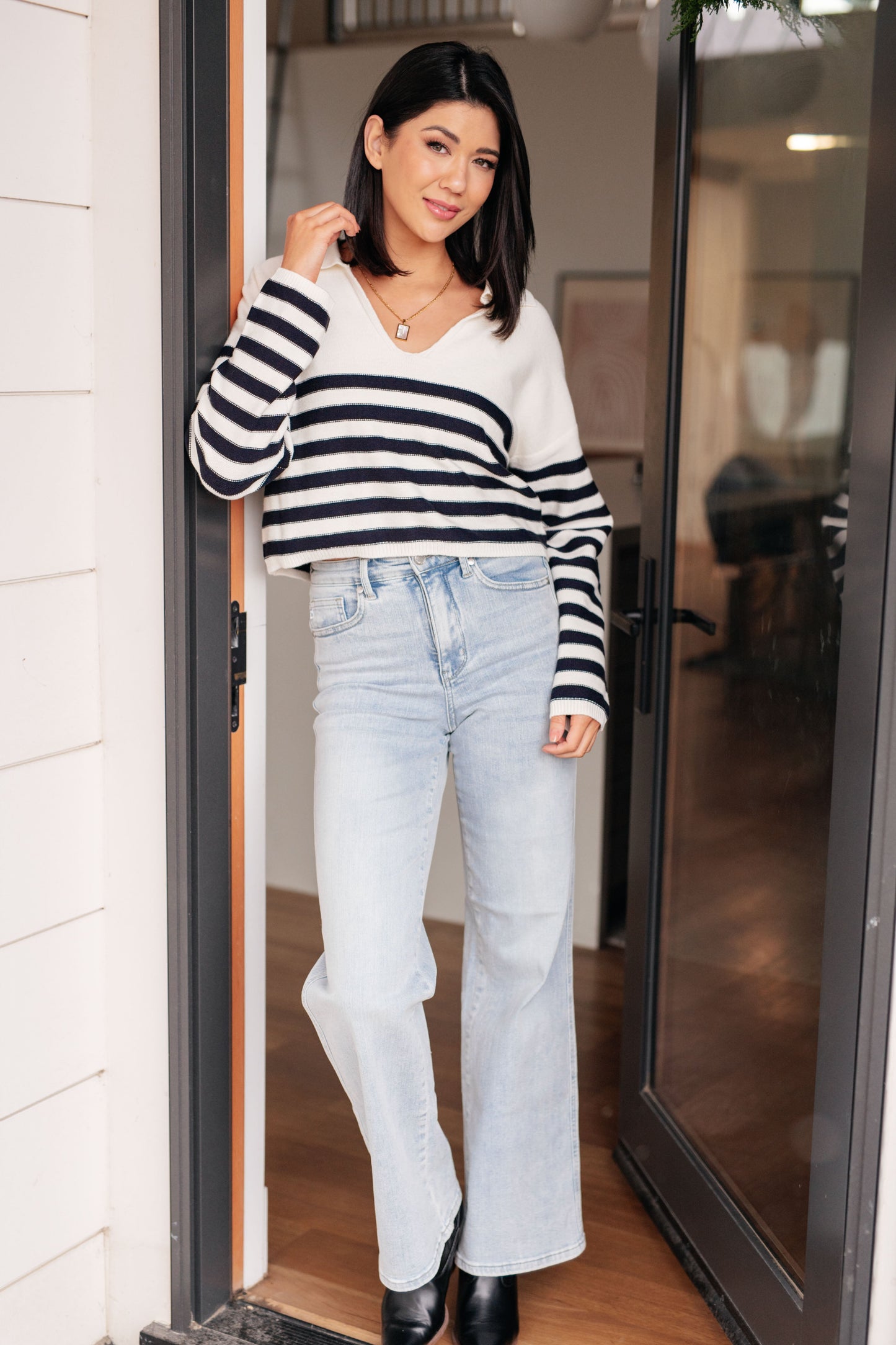 Memorable Moments Striped Sweater in White - Southern Divas Boutique