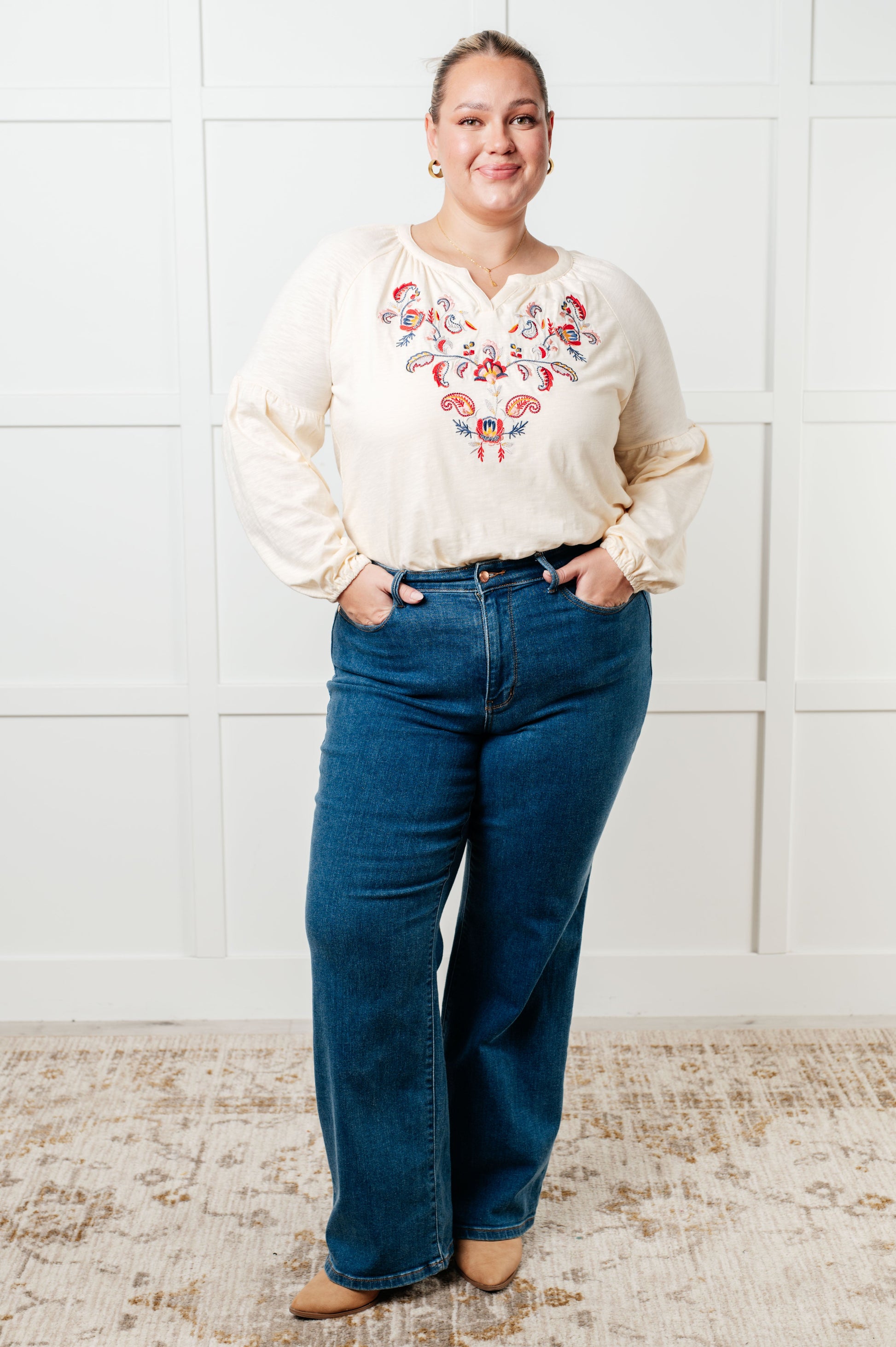 More Than You Would Think Embroidered Blouse - Southern Divas Boutique
