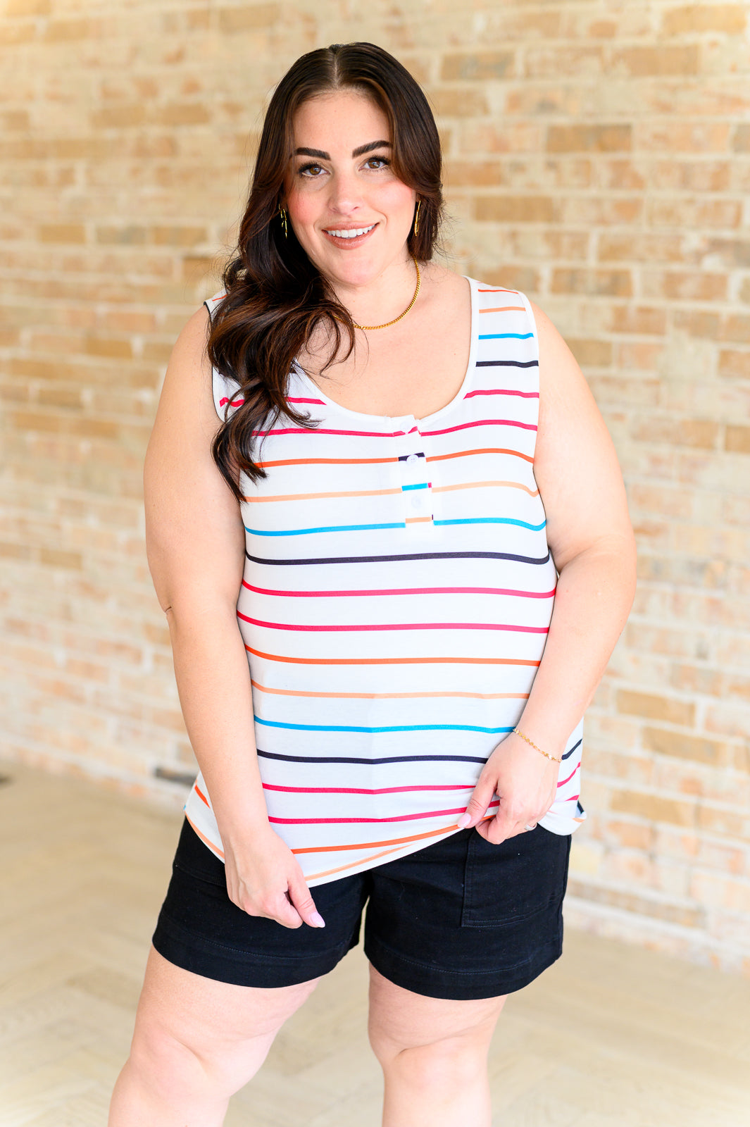 Need A Favor Colorful Henley Tank - Southern Divas Boutique