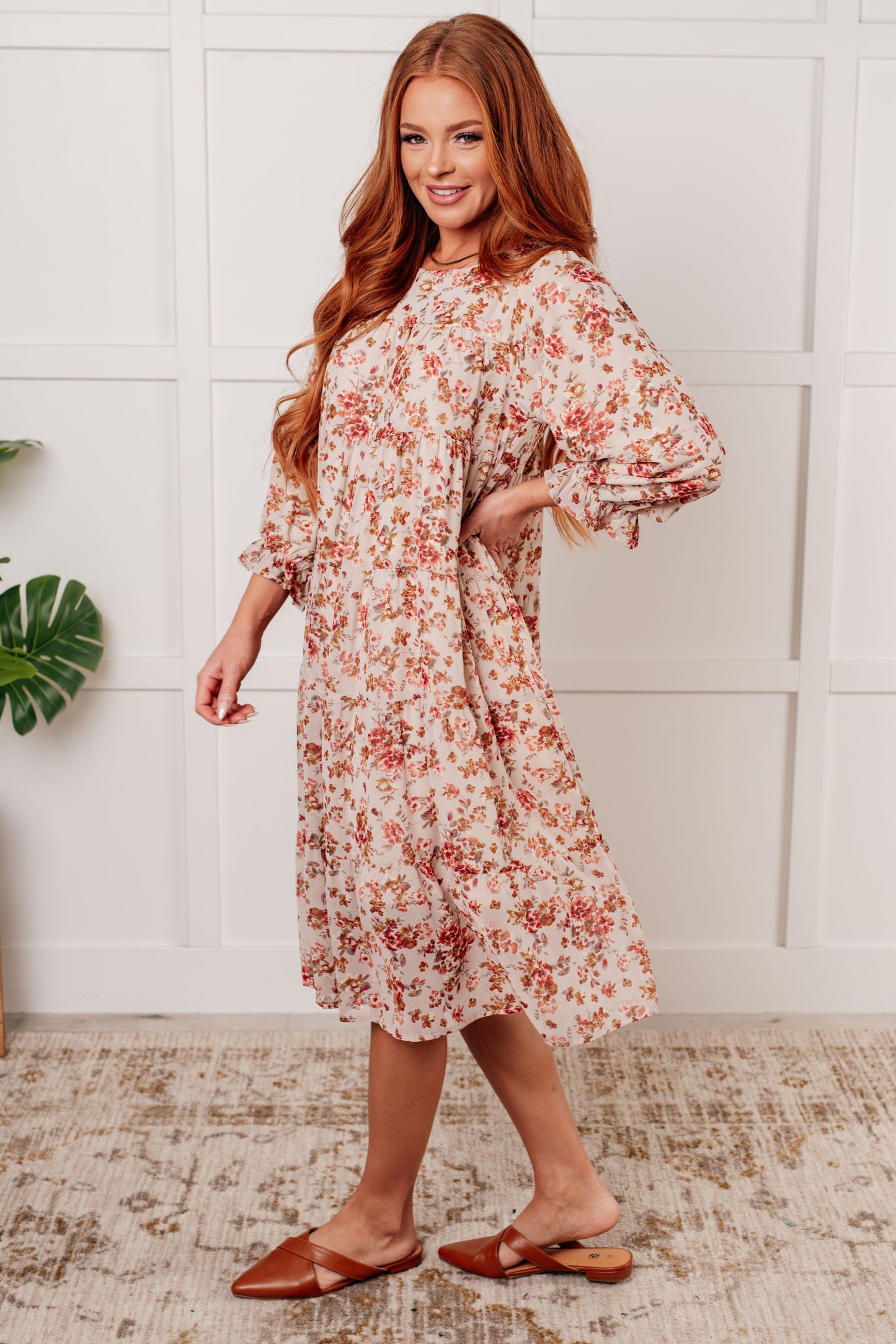 Next to You Balloon Sleeve Floral Dress - Southern Divas Boutique