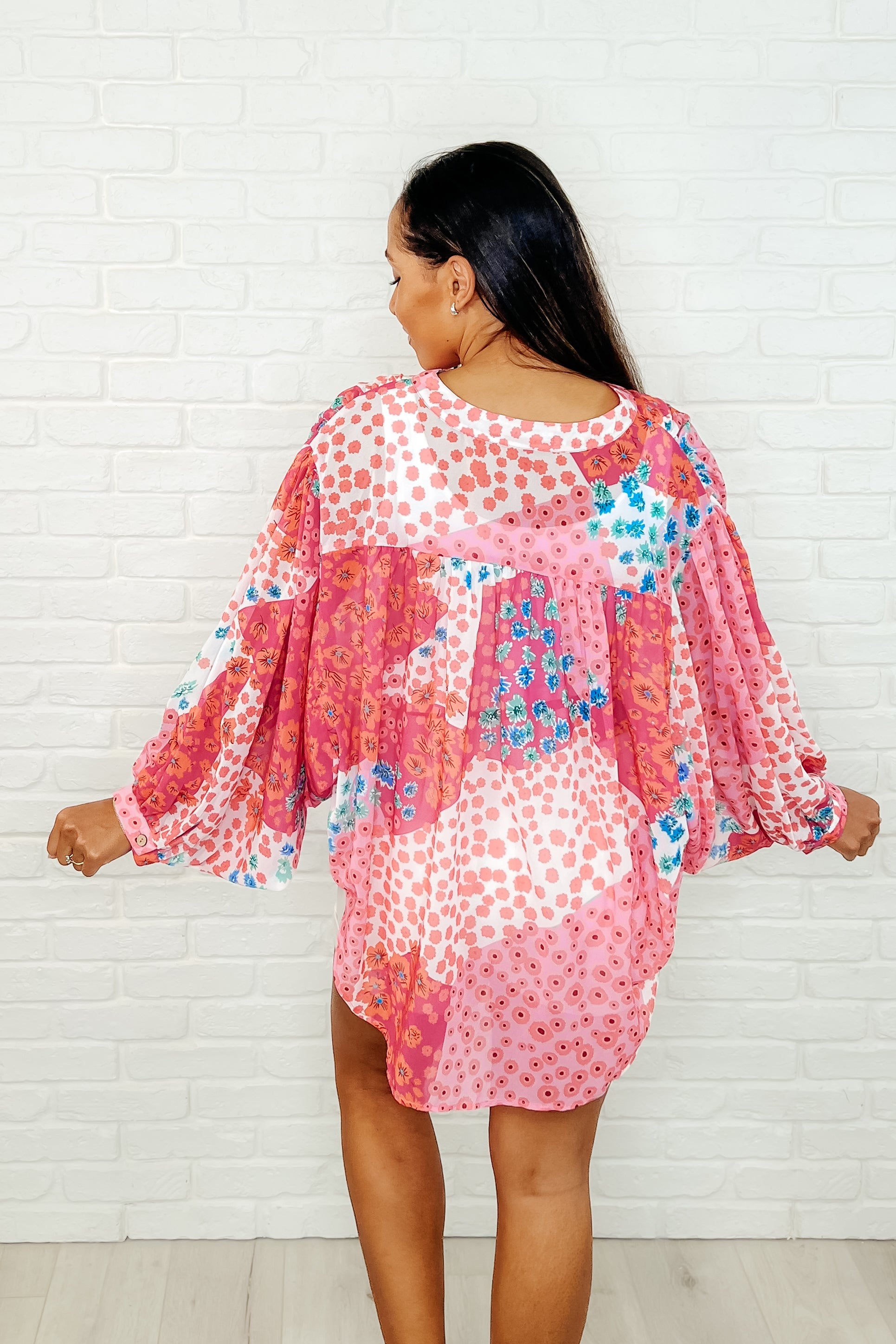 No Hesitation Mixed Print Blouse - Southern Divas Boutique