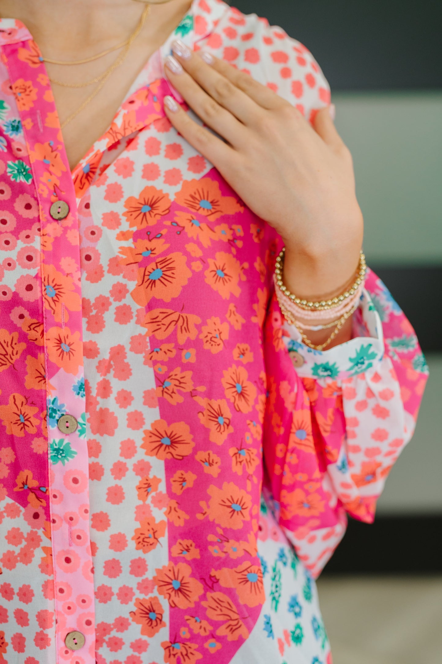 No Hesitation Mixed Print Blouse - Southern Divas Boutique