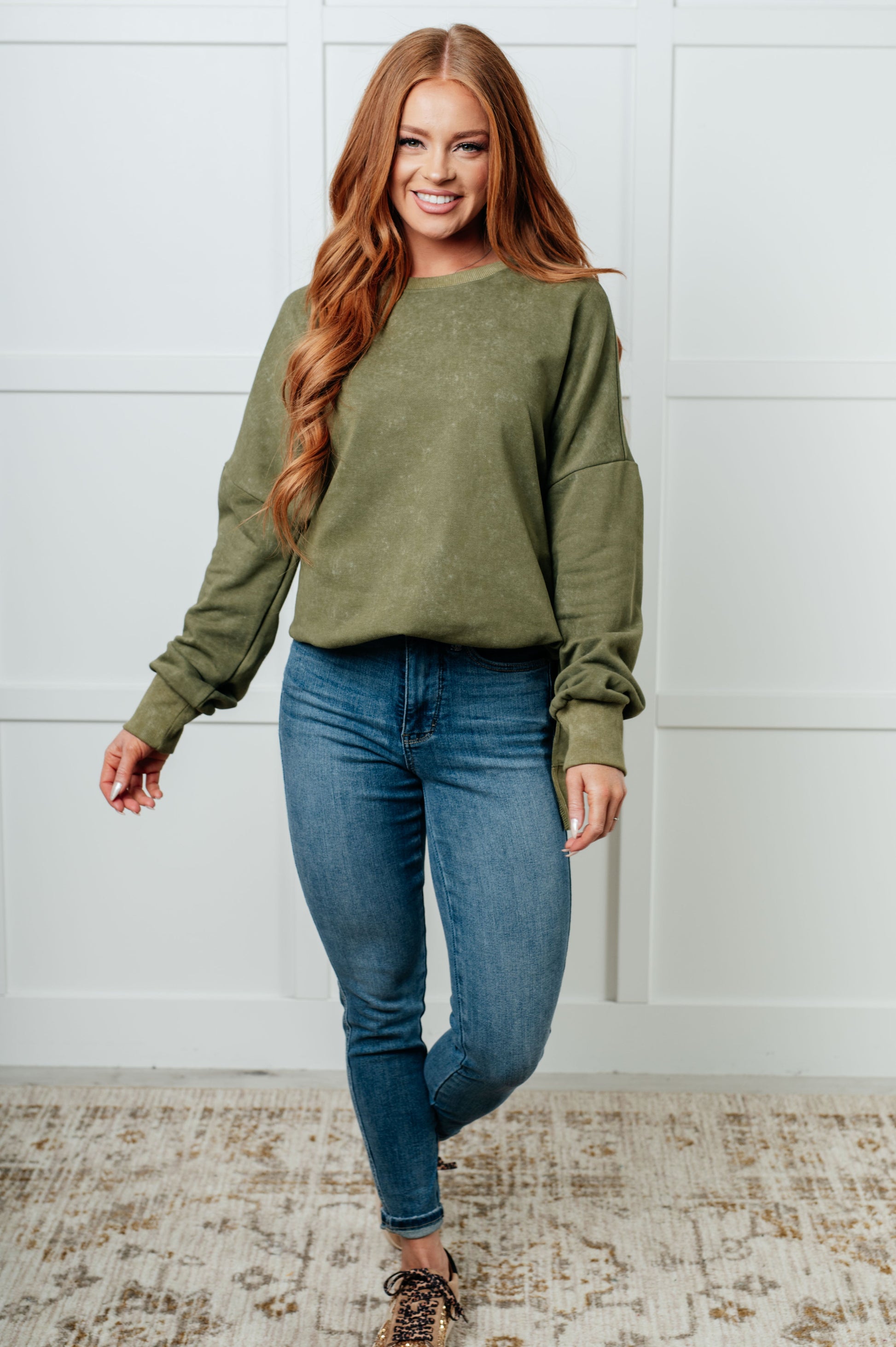 No Plain Jane Oversized Sweatshirt in Green - Southern Divas Boutique
