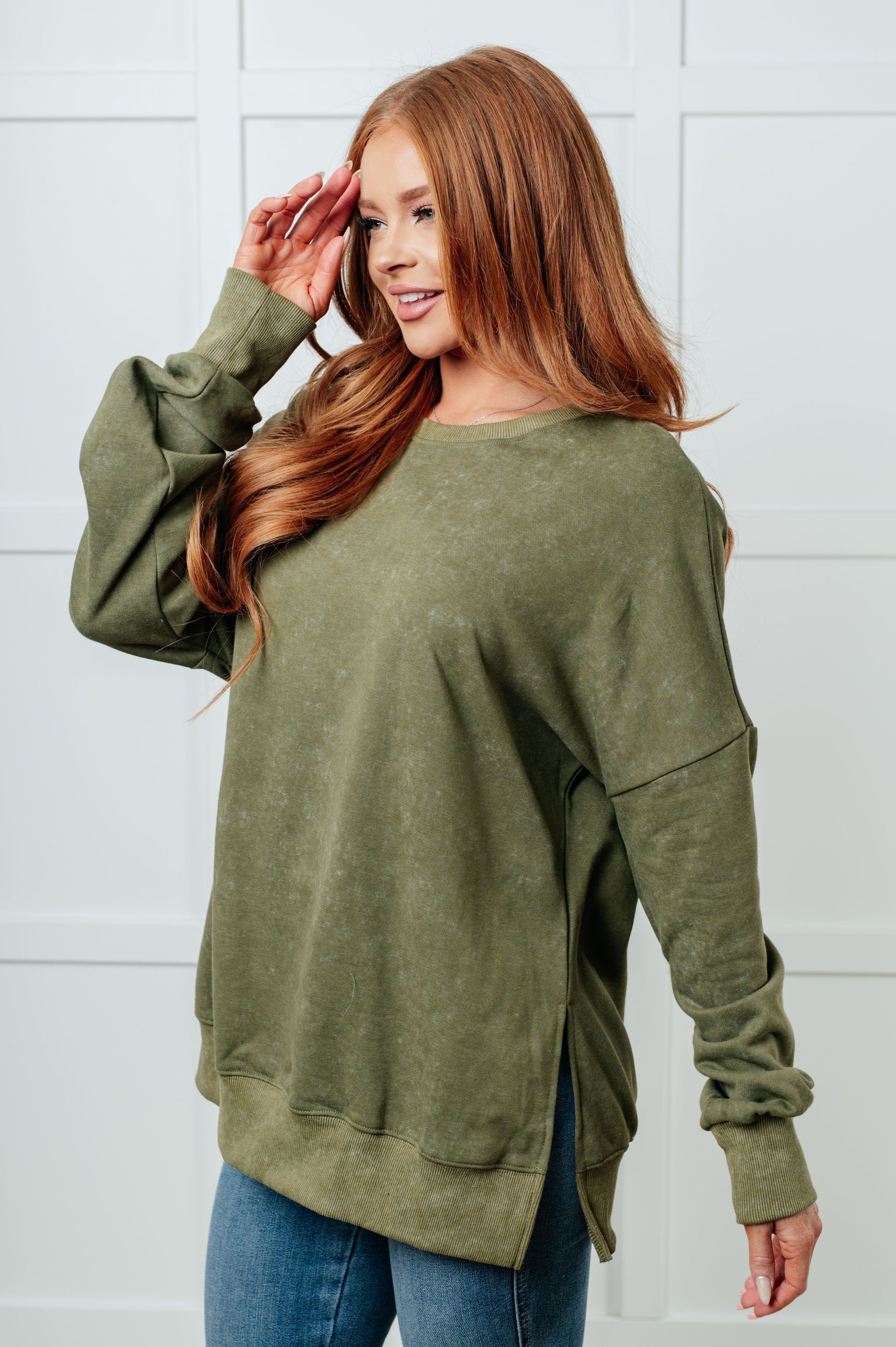No Plain Jane Oversized Sweatshirt in Green - Southern Divas Boutique