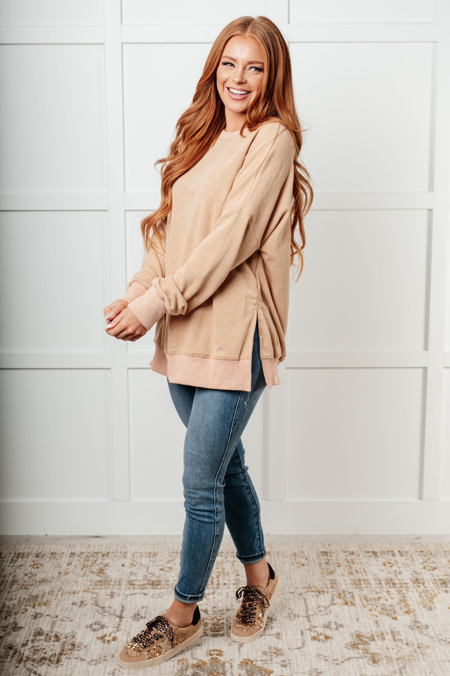 No Plain Jane Oversized Sweatshirt in Khaki - Southern Divas Boutique