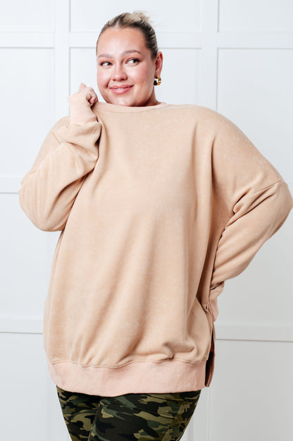 No Plain Jane Oversized Sweatshirt in Khaki - Southern Divas Boutique