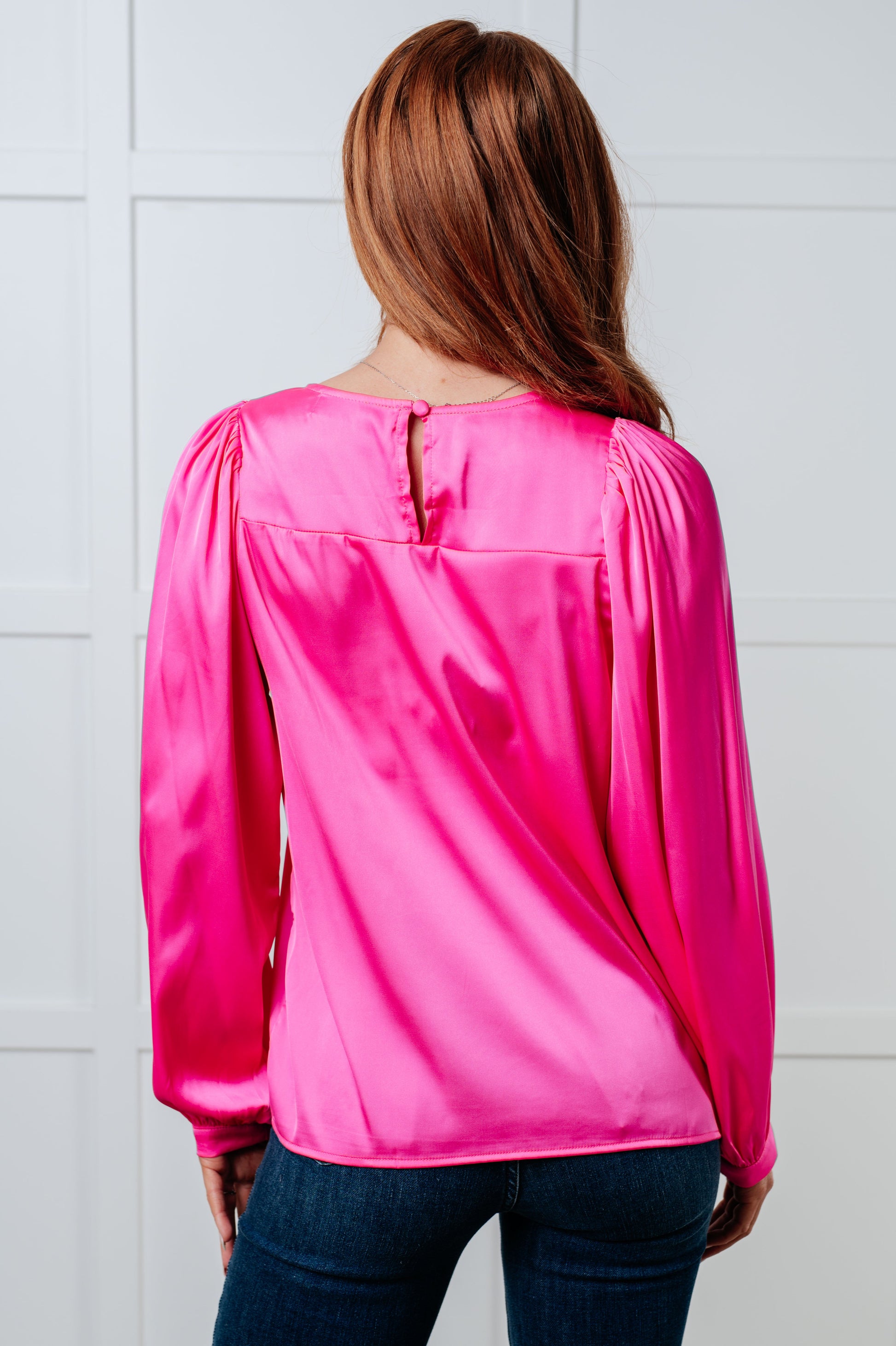 Not Exaggerating Satin Puff Sleeve Blouse - Southern Divas Boutique