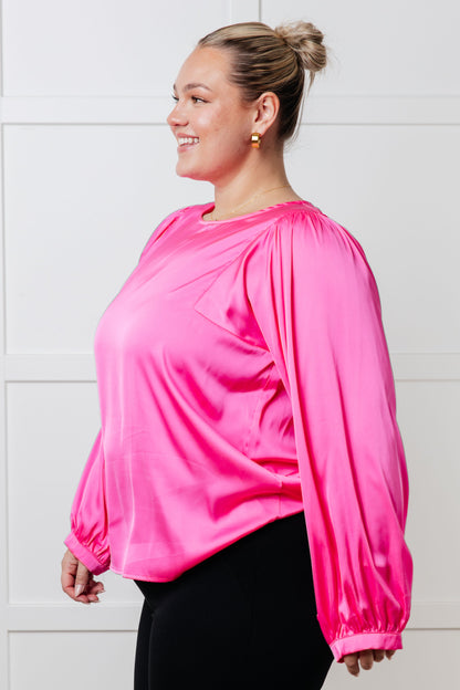 Not Exaggerating Satin Puff Sleeve Blouse - Southern Divas Boutique